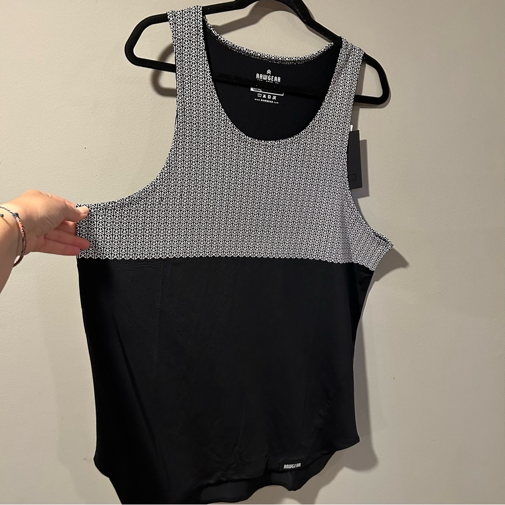 NEW RawGear Bradley Martyn Mens Stretch Tank Top Geometric Black White 2XL XXL